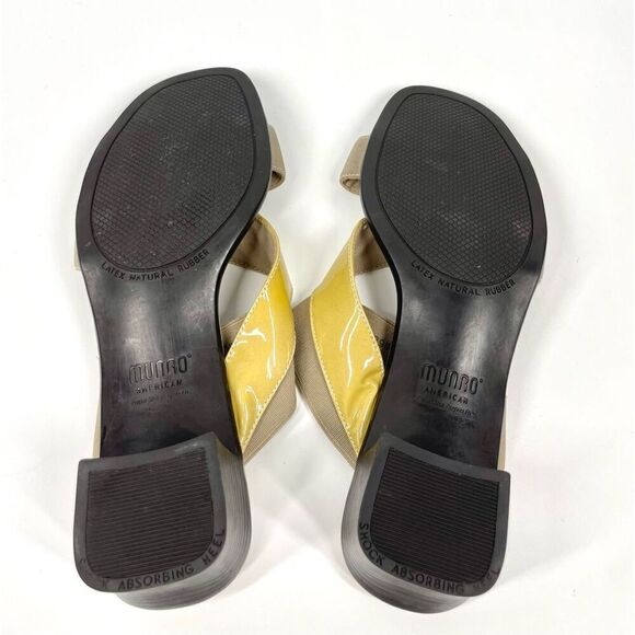 Munro Gold Beige Patent Criss Cross Slip On Stretch Sandals Block Women 8.5 - Picture 9 of 10